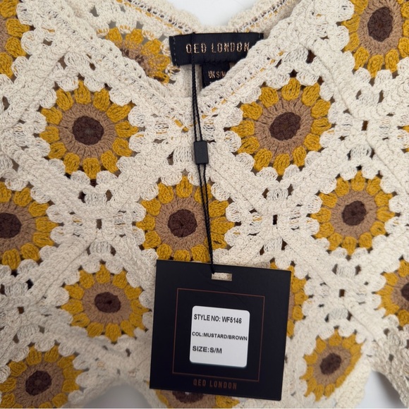 NWT QED London Multicolored Cropped Crochet Camisole - Picture 4 of 6